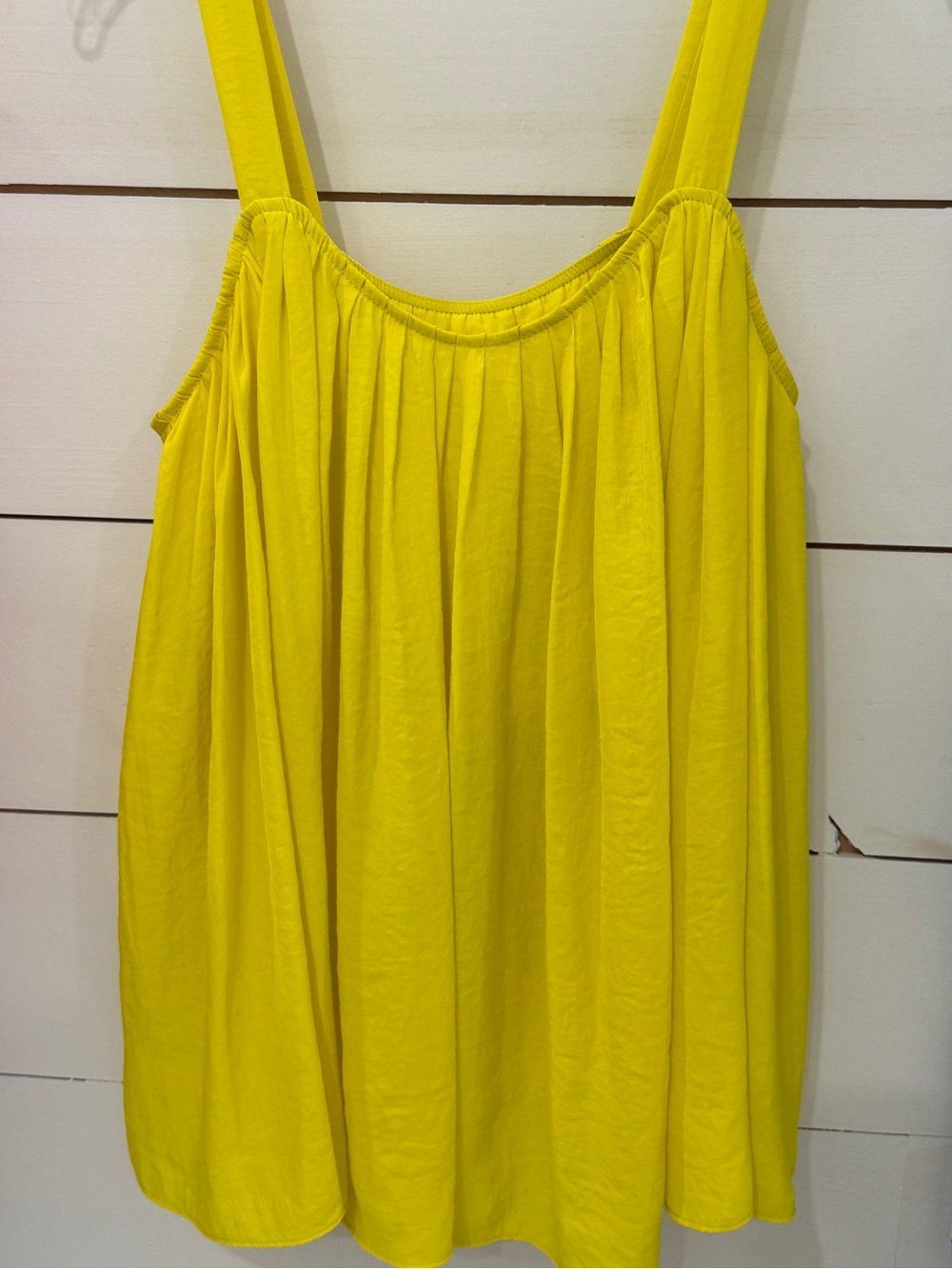 Women's Bright Yellow Sleeveless Gathered Tank Top